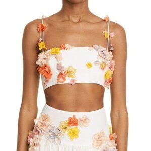 Zimmermann Postcard Linen & Silk Bustier Top